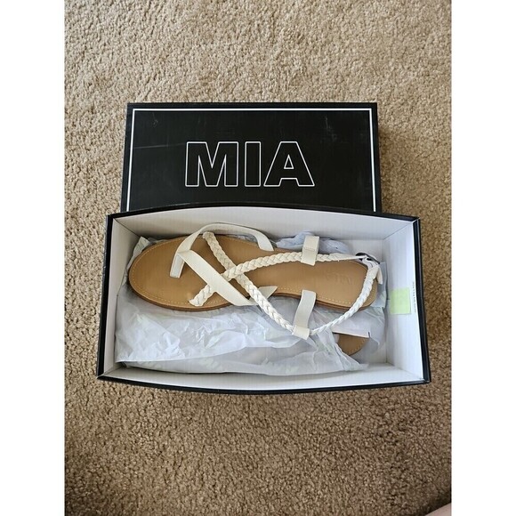MIA Vaeda Womens Bone Sandal Braided Strappy Size 10 US Off-white NEW $49 - Picture 2 of 8